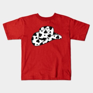 Cowboy Hat Black Cow Spots Wild West Art Kids T-Shirt